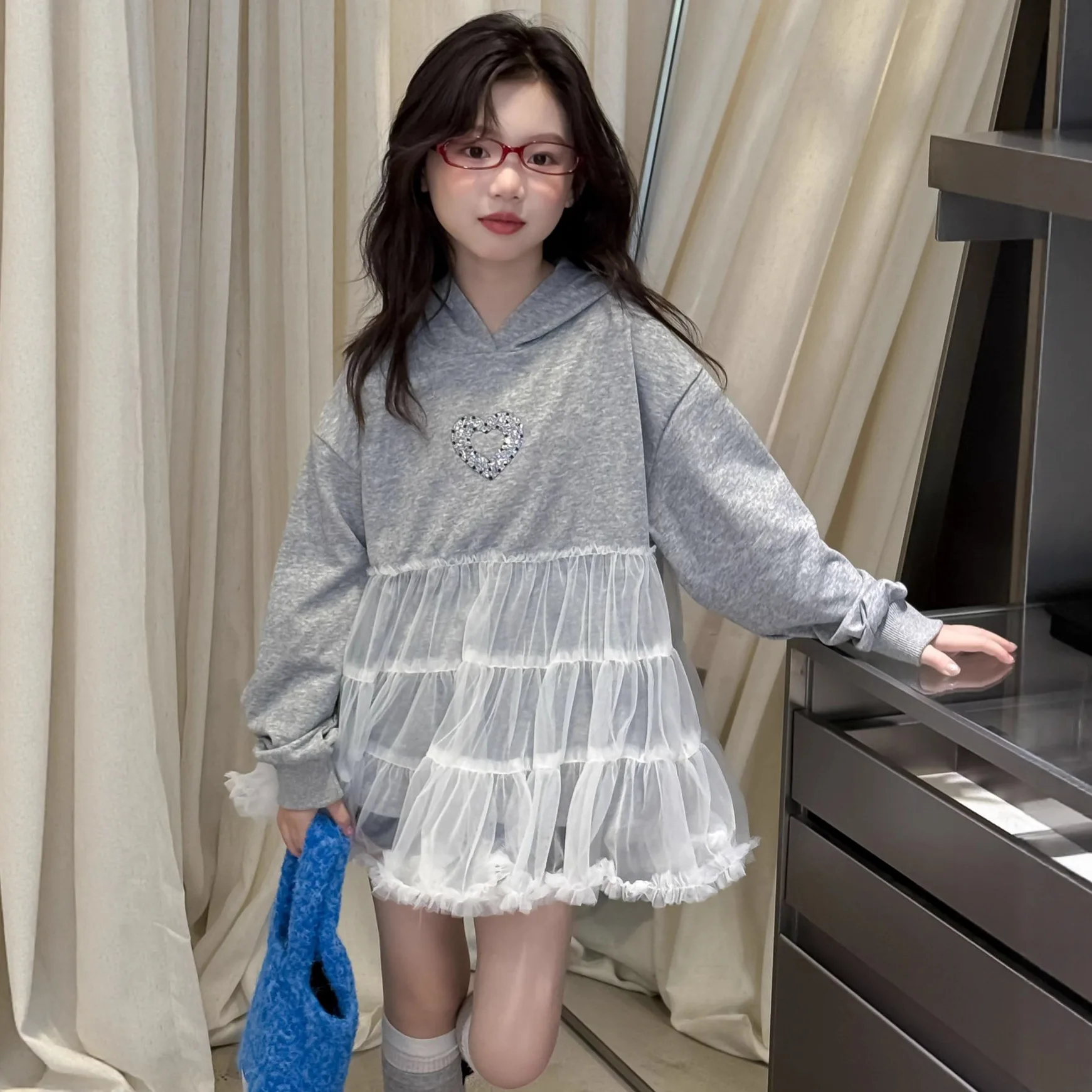 

Детское платье-свитшот для девочек, осень 2021, детское марлевое платье с заплатками для девочек от 2 до 12 лет, свободные платья с капюшоном для маленьких девочек