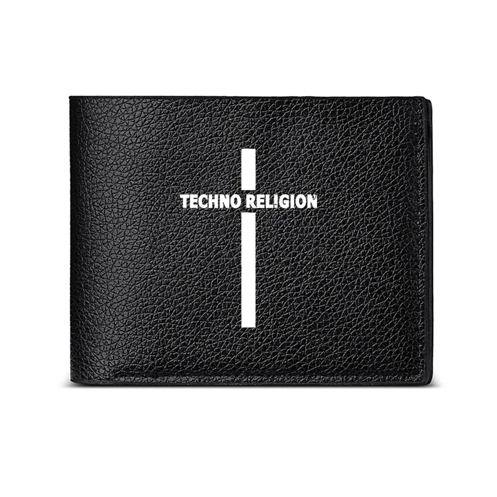 Techno Religion Cross Print Men's Wallet Card Holder Fashion Casual Business Style