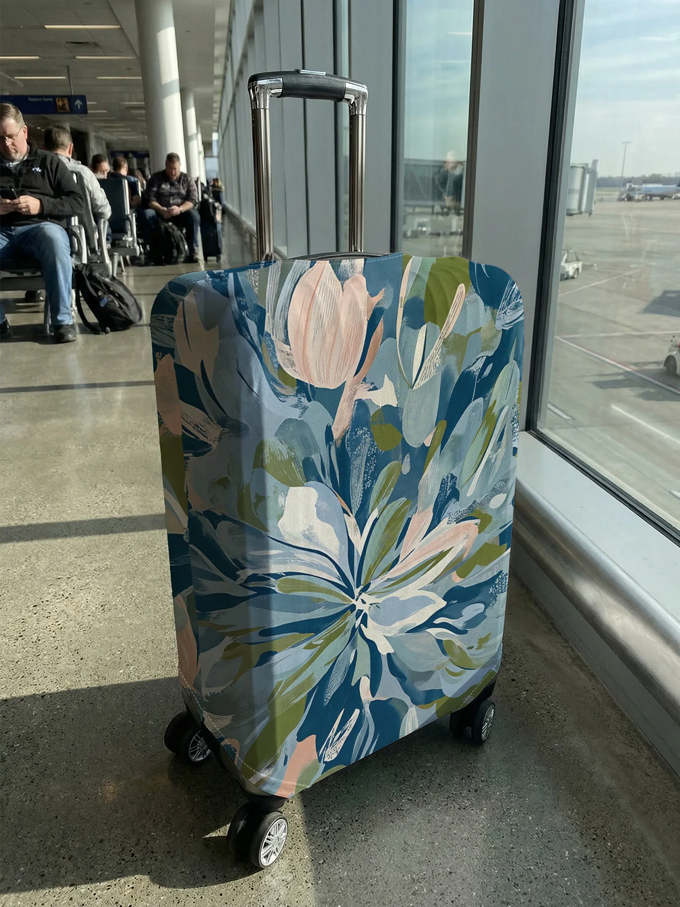 Abstract Flower Brush Stroke Print Luggage Cover, Suitable for 18-32 Inch, Luggage Handle Glove, Travel Accessory