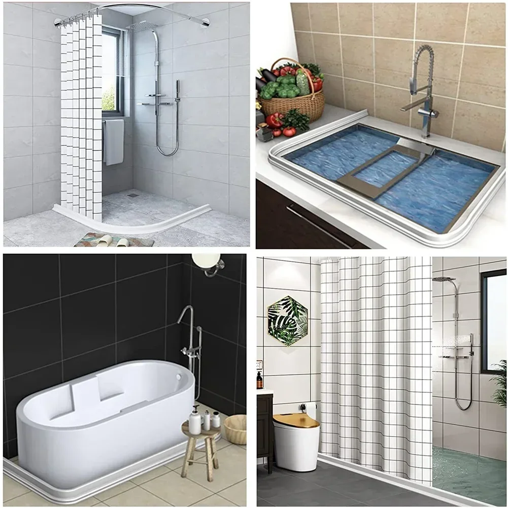 Shower Barrier Sealing Strips Background Bathroom White 5CM*3CM Dam Barrier Self-adhesive For Curbless Showers