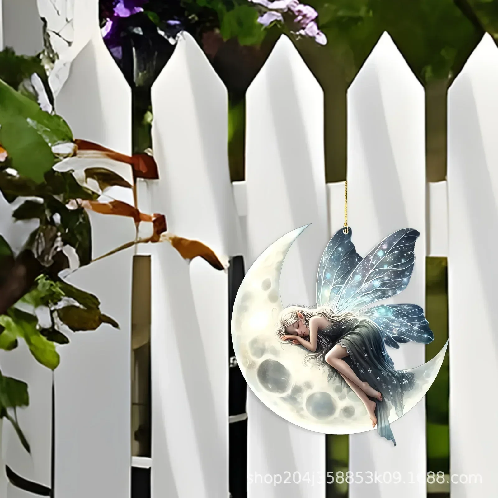 Acrylic Flat Sleeping Moon Elf Ornaments Car Decoration Keychain Pendant Car Decorative Accessories Interior Moulding