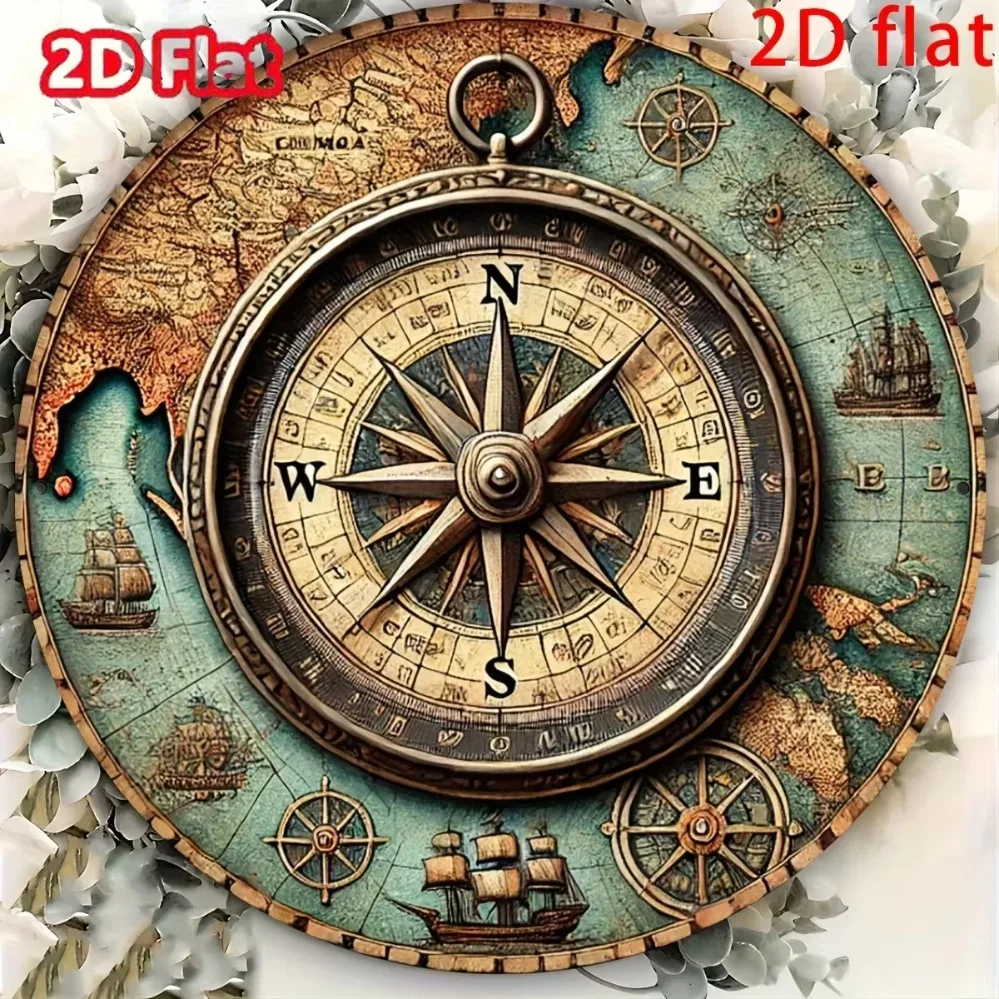 علامة معدنية كلاسيكية كلاسيكية بوصلة بحرية: ديكور داخلي/خارجي متين، هدية مثالية لمحبي المعيار