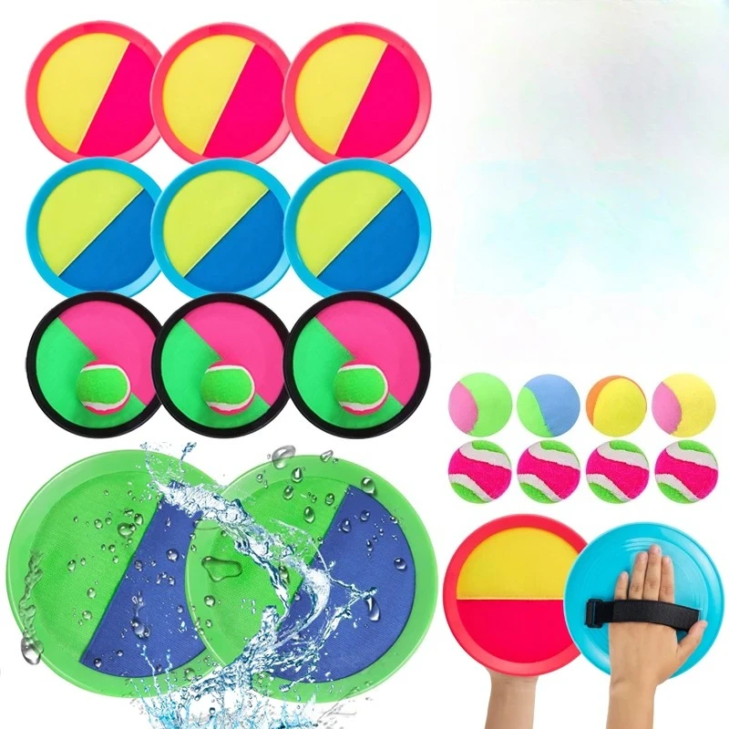 Jogando e capturando bola alvo adesiva conjunto brinquedo de praia família quintal jogo ao ar livre gramado brinquedo das crianças tênis