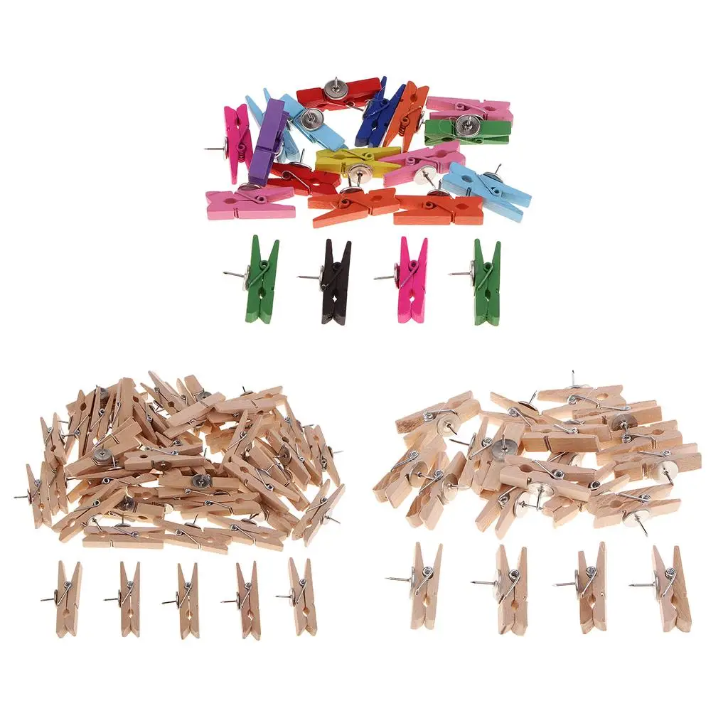 20/50 Pieces Mini Wooden Clothespins Thumb Tack Thumb Tacks Push Pins Office Thumbtack