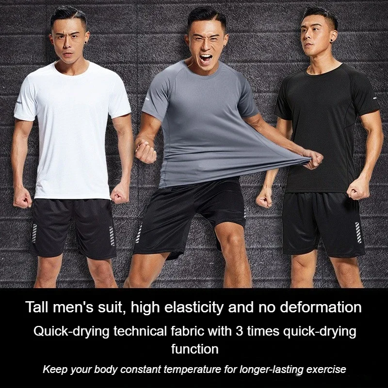 Summer Sports Suit Men's Running Suits Gym Summer Two-piece Quick-drying Clothes Ice Silk Thin Casual Shorts