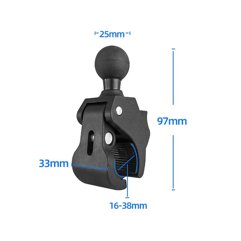 Handlebar Clamp Ram Mount Base with 1 Inch Ball Mount for Gopro Garmin Action Camera Motorcycle Bicycle Rail Clip Support