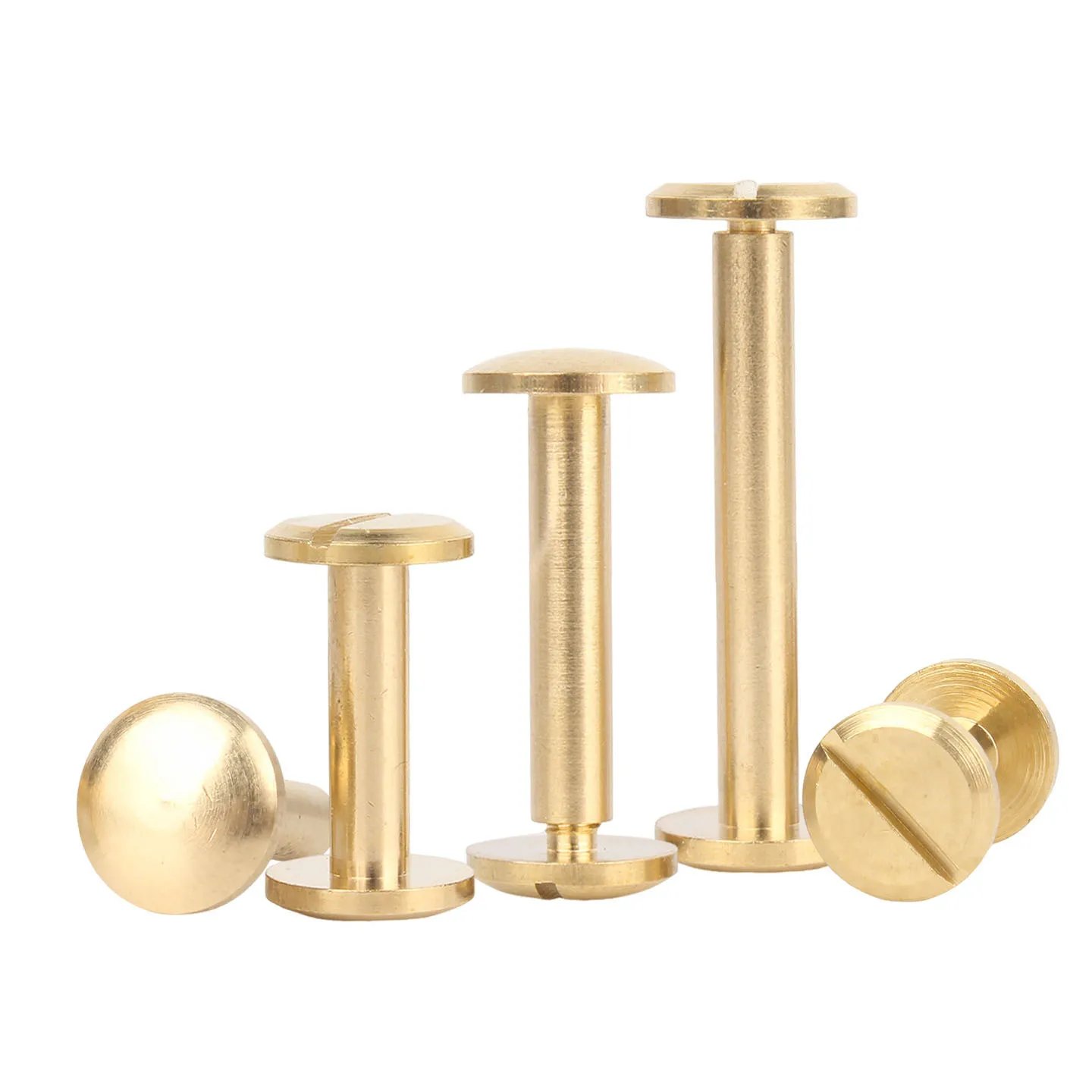 10 Set M4 Solid Brass Belt Screw Binding Chicago Book Screws Nail Stud Rivets For Photo Album Leather Craft Studs Head 8mm /10mm
