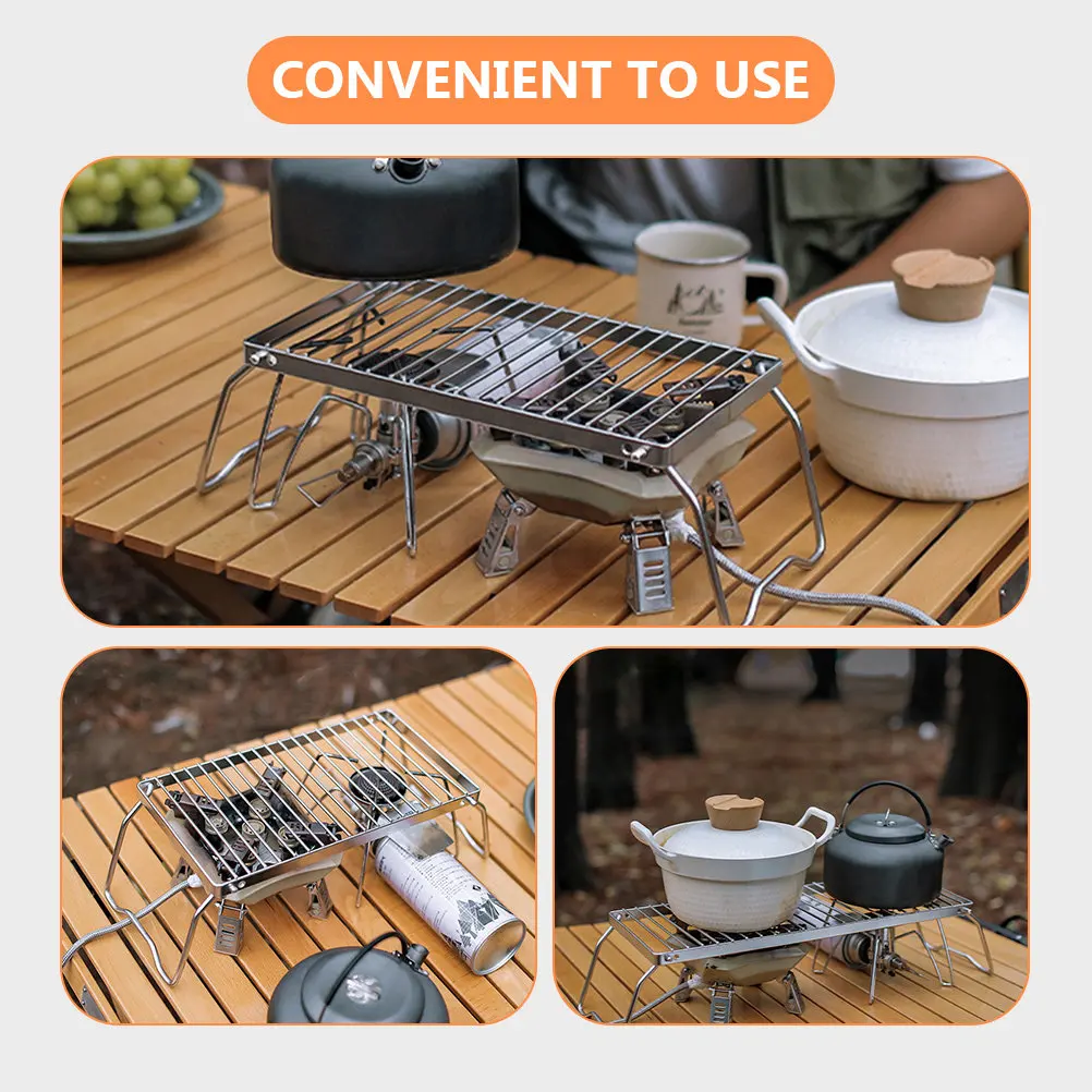 

Adjustable Height Bbq Rack Stainless Steel Folding Grill Rack Portable Outdoor Barbecue Stand Camping Fire Grill Wire Mesh