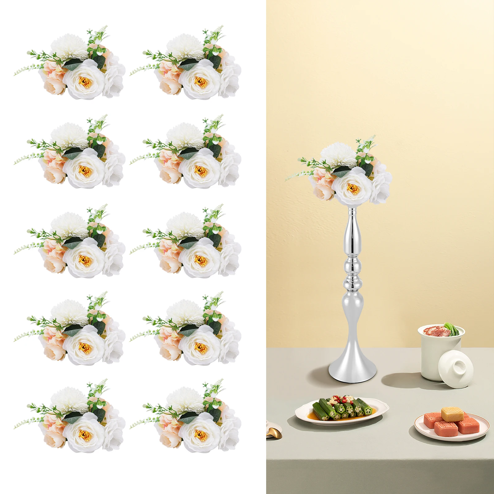 10 Pcs Artificial Fake Flowers Plastic Flower Arrangements for Wedding Table Centerpieces Decoration, Artificial Flower Bouquet