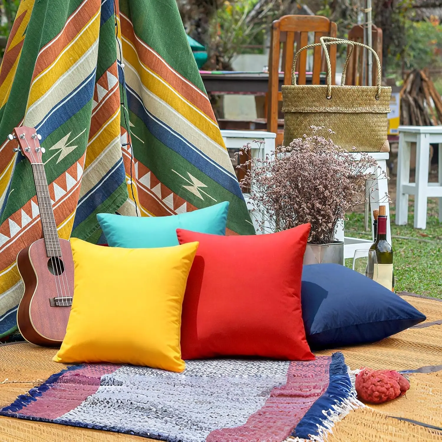 45 x 45 cm wasserdichte Kissenbezüge für den Außenbereich, dekorative grüne Terrassenmöbel, Sommer-Kissenbezüge, Außendekoration für Couch