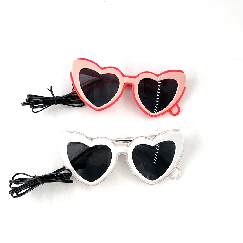 LED leuchtende herzförmige Sonnenbrille für Frauen, Katzenaugen-Stil, Retro-Brille, Junggesellenabschied, Kostüm, Brillen, Brautparty, Deko – Detail 5