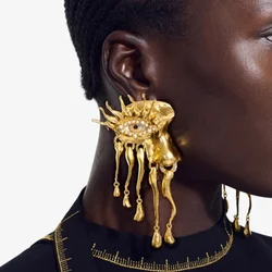 High Quality Metal Golden Eyes Dangle Earrings For Women Exaggerated Lady Ears' Accessories