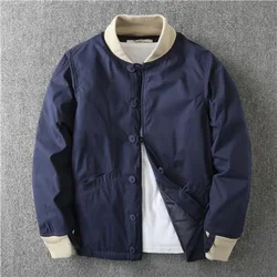 Chaqueta acolchada con botones para hombre, de estilo americano abrigo grueso, uniforme de béisbol informal, Parkas cálidas de estética japonesa, otoño e invierno, novedad de 2023