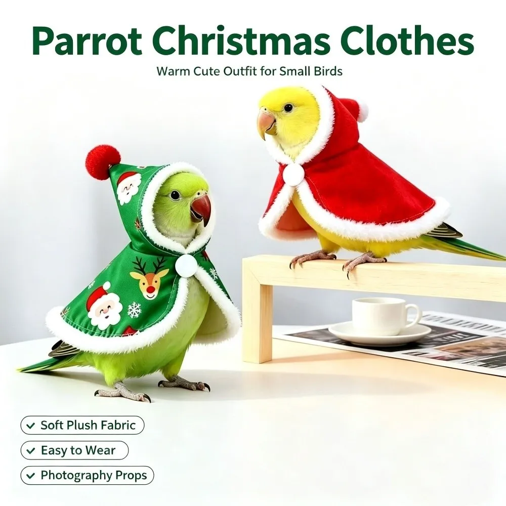 Thickened Christmas Parrot Cape Windproof Warm Winter Parrot Cloak Snap Fastening Comfortable Xmas Bird Jacket Autumn Winter