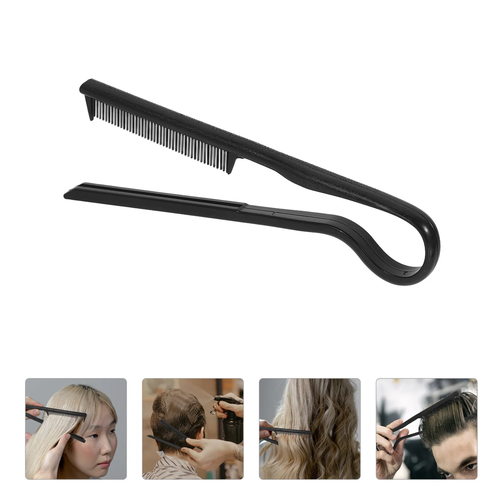 2 pçs preto em forma de v alisador de cabelo pente resistente ao calor ferramenta de estilo para cabelo liso em forma de v pente ferramentas de cabeleireiro