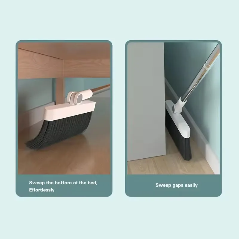 2 in 1 Broom Dustpan Floor Brush Set Bathroom Cleaning Supplies for Housekeeping Home Folding Squeegee Multifunctional Household