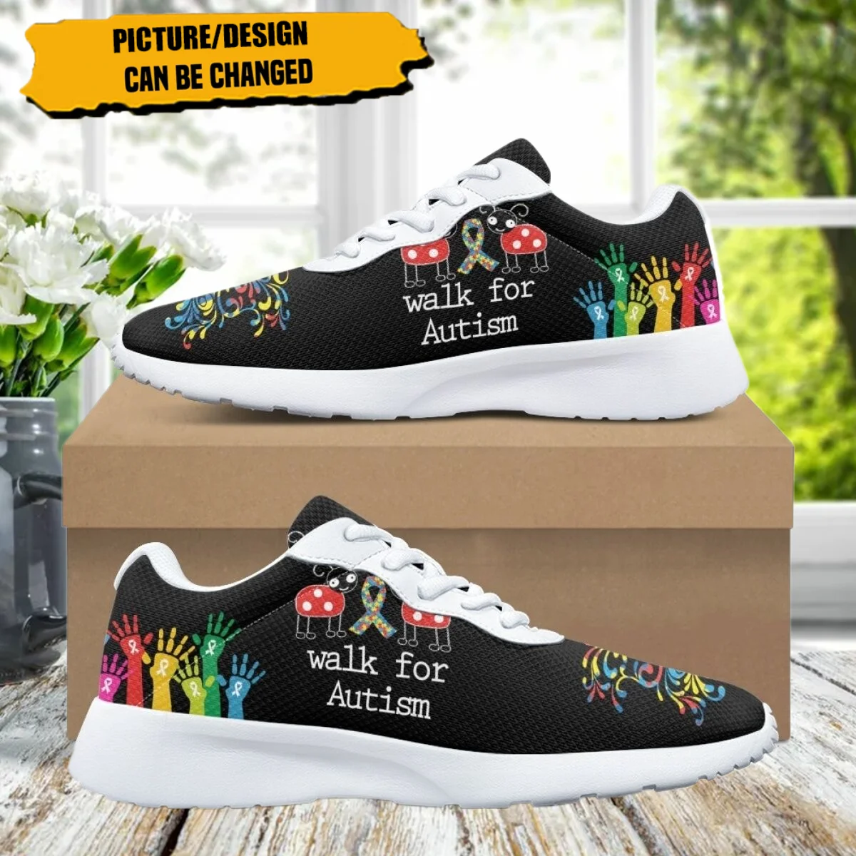 Walk for Autism Pattern Design Women Soft Jogging Shoe Fashion Sneaker Durable Gym Teen Sneakers Print On Demand tenis masculin