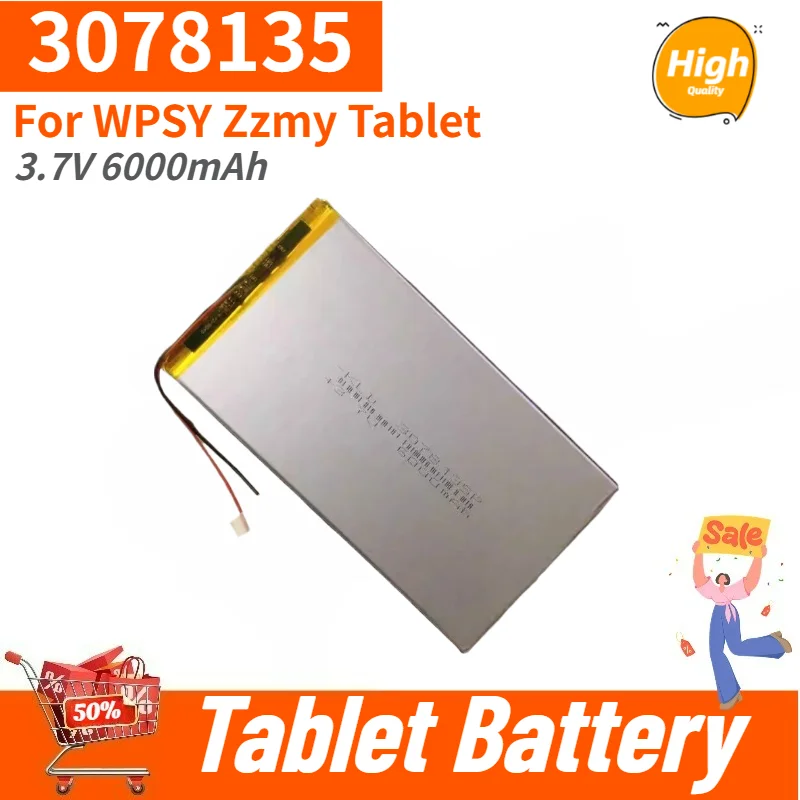3078135 High Quality Battery 3.7V 6000mAh for WPSY Zzmy Tablet Replacement Battery