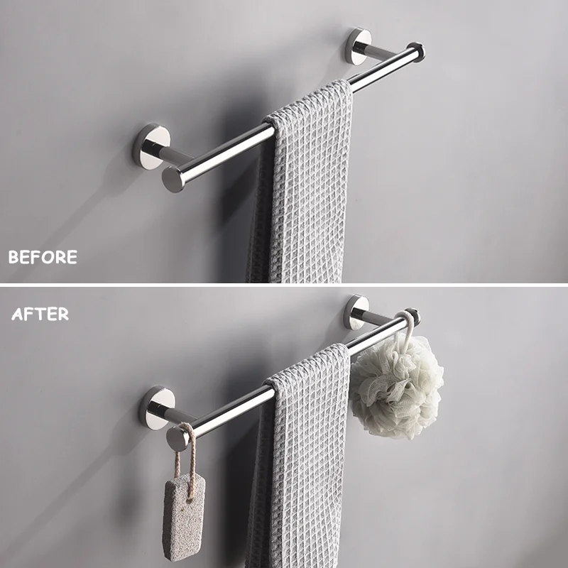 

Towel Holder Single Towel Rail with Hook Wall Mount Rack Bathroom Towel Bar 304 Stainless Steel Towel Shelf Bathroom Accessories