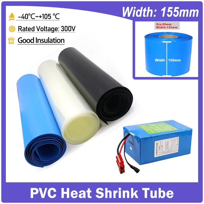 

1-20m Width 155mm PVC Heat Shrink Tube 18650 Battery Wrap Heat Shrinkable Insulated Cable Protection Film Wrapping Sleeve