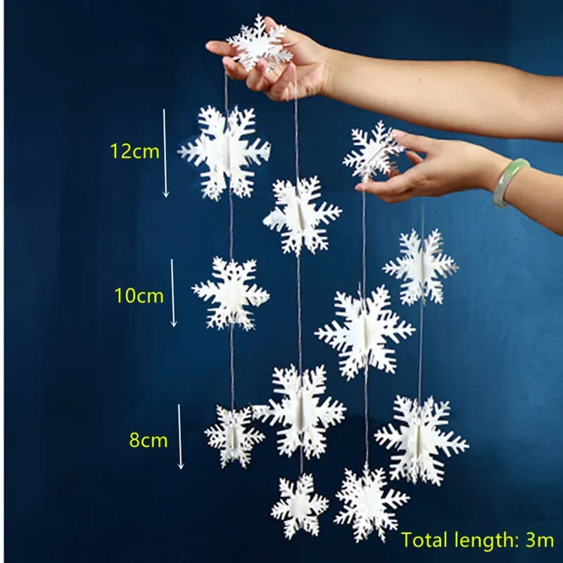 Winter Wonderland Party Decoration Frozen Birthday Party Paper Snowflake Garland Hanging for Christmas Snow Decorations for Home view 6