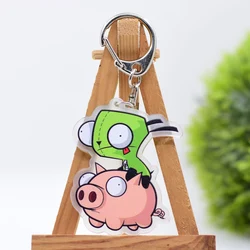 Invader Zim Keychain Arcylic Cartoon Figures Keyrings  Accessories Birthday Gifts