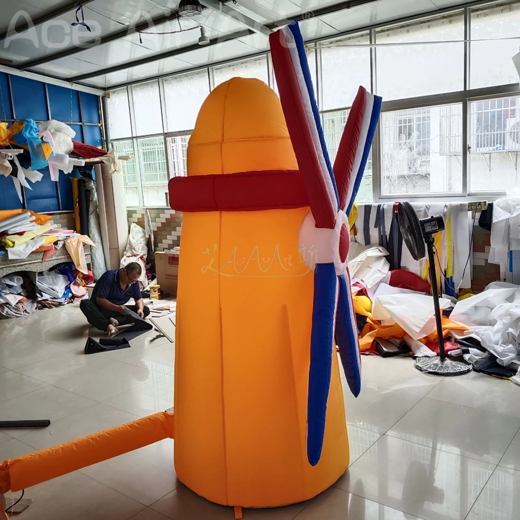 Moinho colorido réplica mini moinho de vento inflável modelo moinho giratório para decoração publicitária