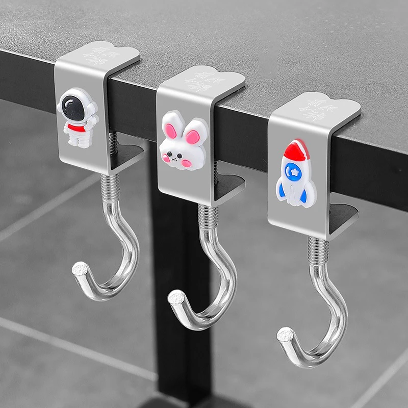 Schoolbag Hook Desk Side Backpack Hanger Table Edge Storage Hook Adjustable Rotatable Removable Load-bearing Punch-free Hooks