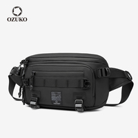 OZUKO Fashion Men Waterproof Waist Bag Outdoor Sports Sling Chest Bags Tactical Fanny Pack Male Teenager Quality Crossbody Bag