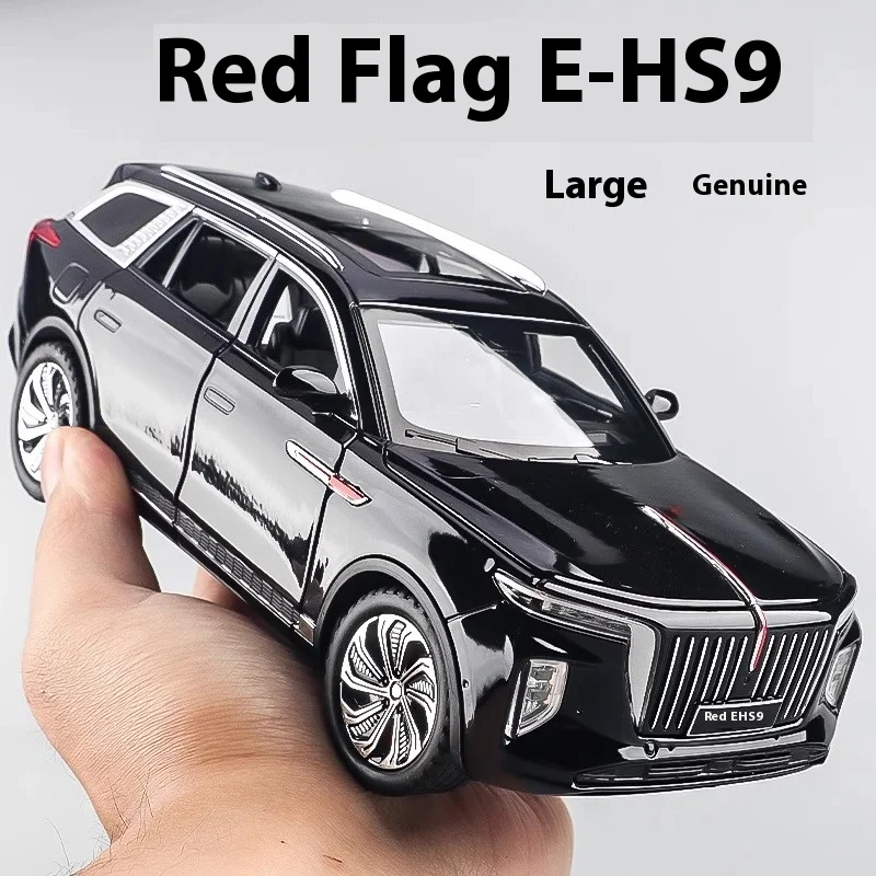 HONGQI E-HS9 SUV Alloy Car, Diecast Modelo De Metal, Simulação De Som E Luz, Acessórios De Decoração De Escritório, Brinquedos Para Crianças, 1:24