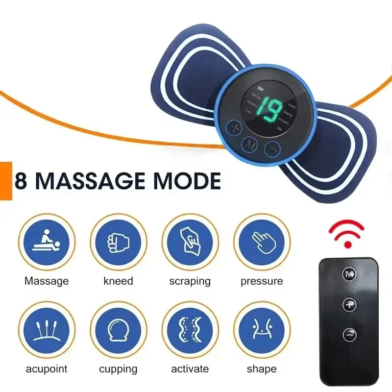 Display lcd ems pescoço maca massageador elétrico 8 modo massagem cervical remendo pulso estimulador muscular portátil alívio da dor