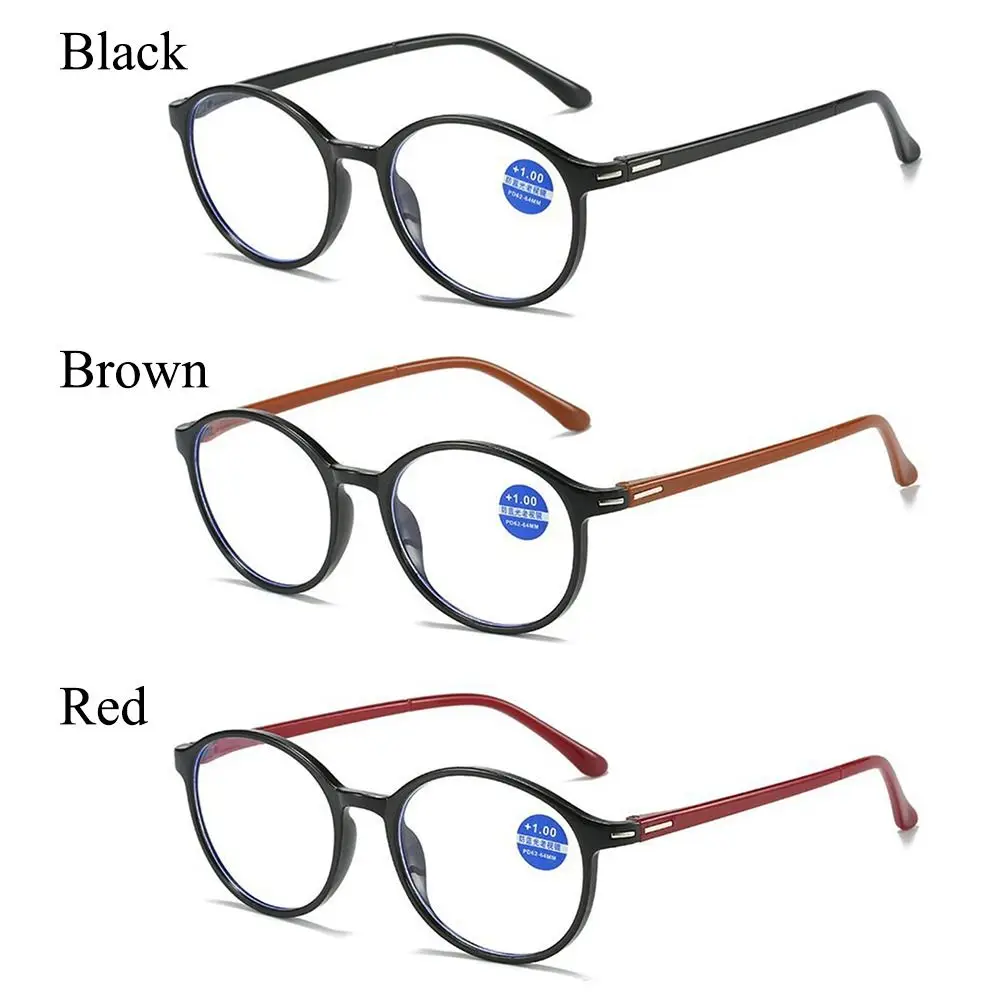 Women & Men Spring Hinge Strength 1.0x ~ 4.0x Oval Frame Presbyopia Eyeglasses Anti-blue Light Glasses Reading Glasses
