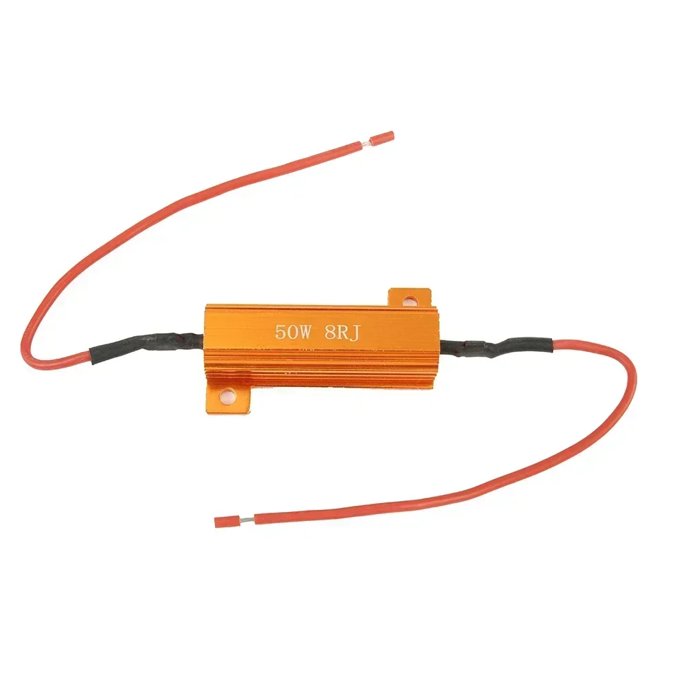 4Pcs 50W 8ohm LED Load Resistor Decoders Fix Hyper Flash Turn Signal Light W/ 8x T-taps 12V-24V 5x2.2x1.7cm Projector Lens Parts