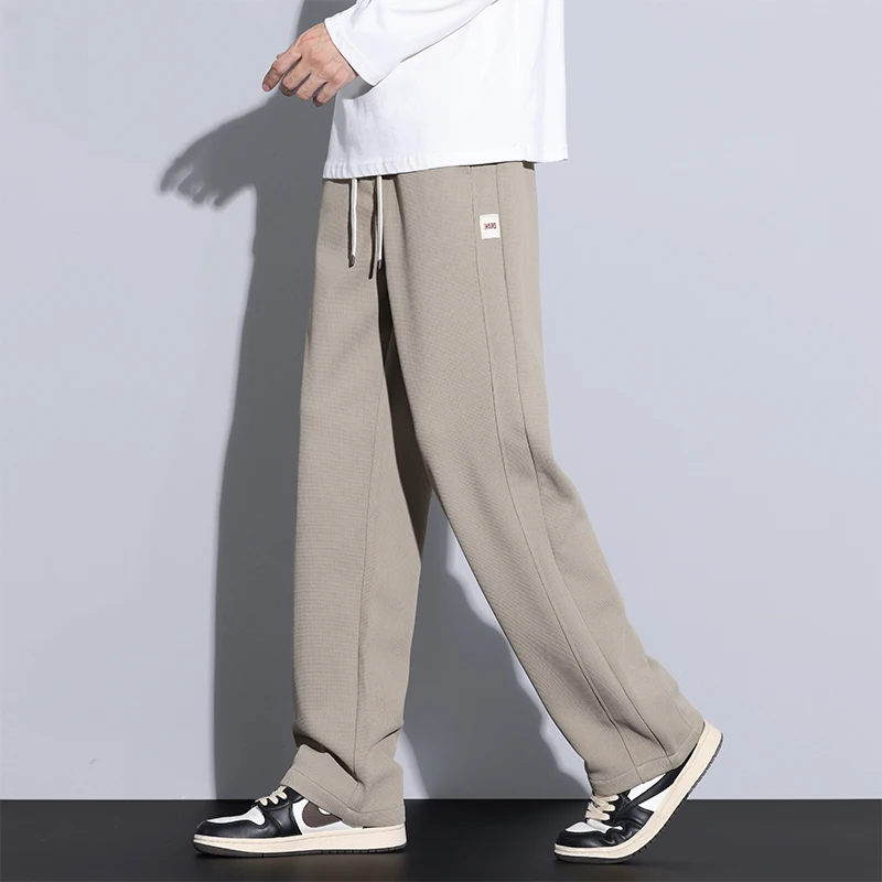 Men's Athletic Straight Tube Pants 2025 Sportwear Spring Loose Wide-Leg Sweatpants With Drooping Sense