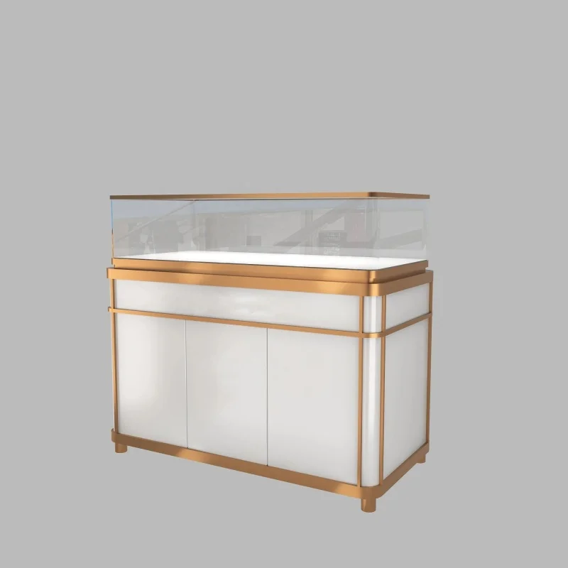 Custom. metal luxury jewelry store display counter jewelry display glass showcase with LED light