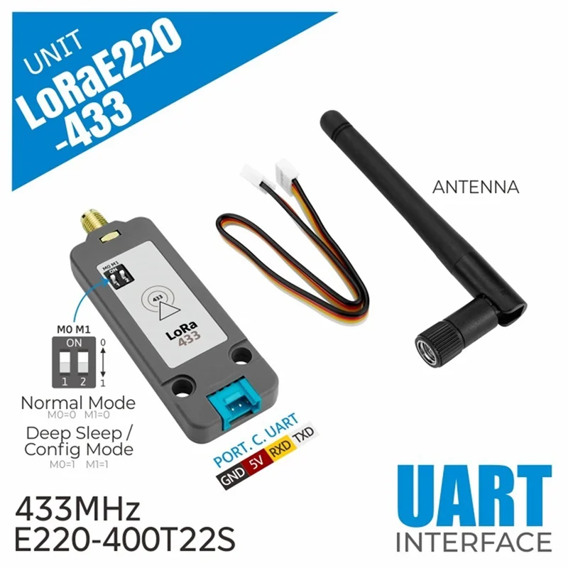 A72Z Lora E220 Communication Unit With Antenna 433Mhz Frequency Band LLCC68 Wireless Wake-Up