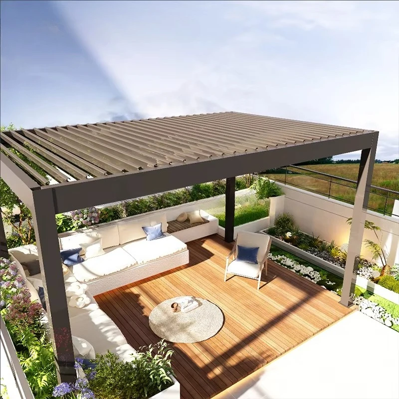 3x4 3x5 4x4 Any Size Custom Modern Outdoor Motorized Bioclimatic Aluminum Pergola Adjustable Louver Roof Waterproof Easy Install