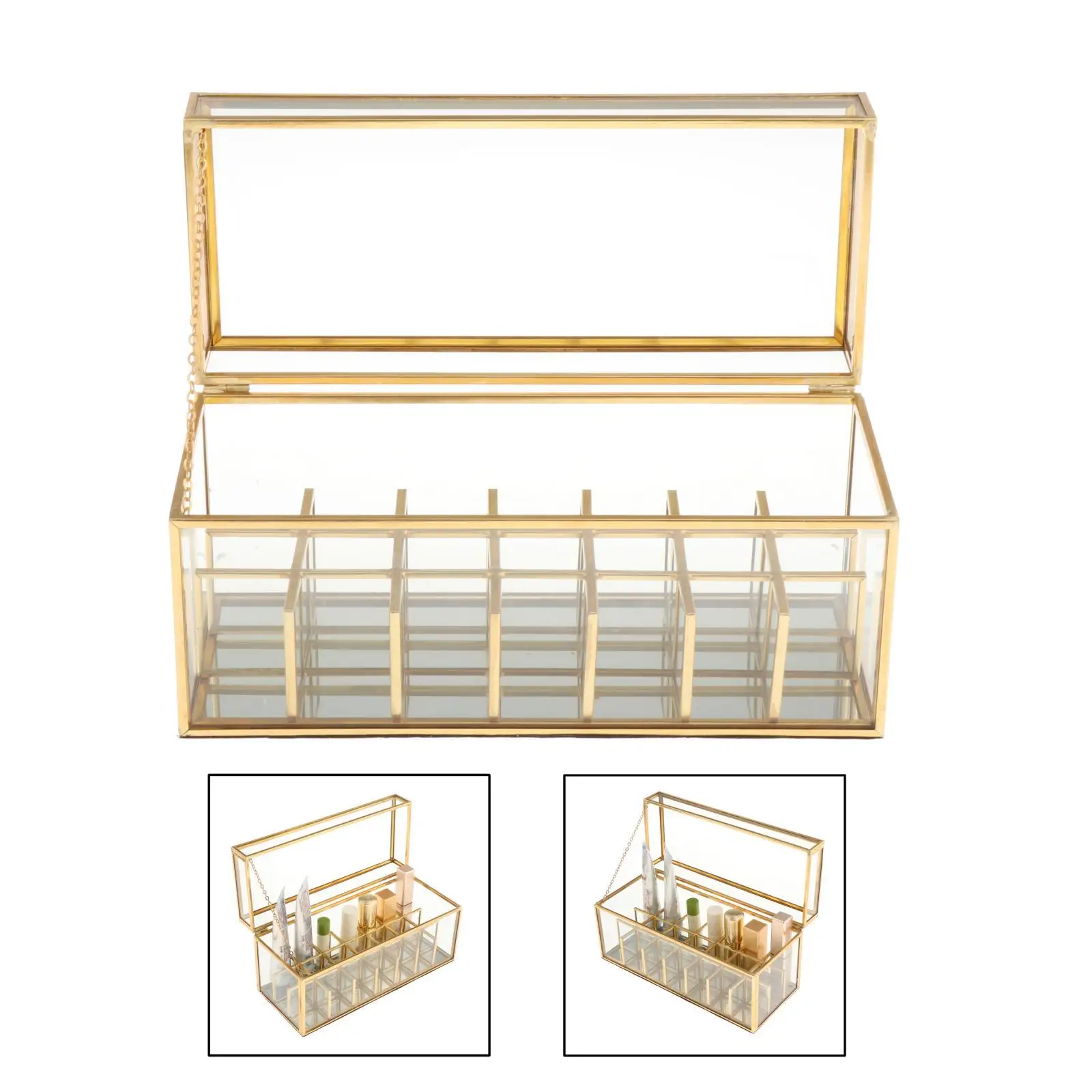 Espositore per gioielli con 21 scomparti rossetti in vetro espositore per trucco organizzatore scatola portaoggetti Comestic