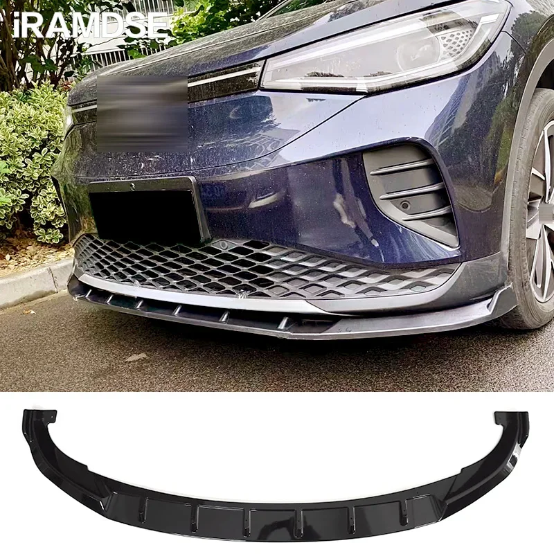 ID4 Front Bumper Lip for Volkswagen ID.4 Air Splitter Car Body Kit Spoiler 2021-2024 Black Skirts Accessories