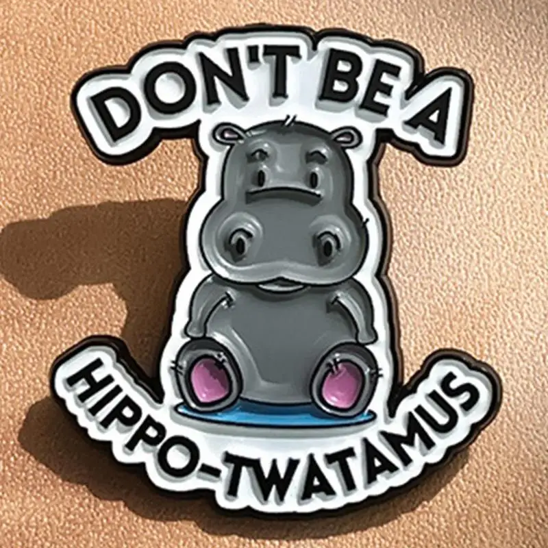 Hippo Pins for Clothes Cartoon Animal Metal Badges Backpack Decorations Apparel Badges Cute Hippo Brooch Jewelry for Clothes