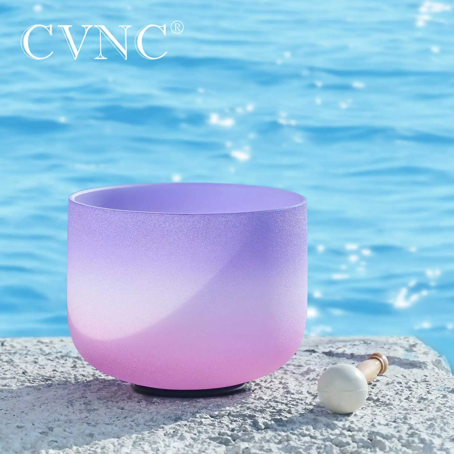 

CVNC 8 Inch 440/432Hz B Note Candy Color Frosted Quartz Crystal Singing Bowl For Sound Healing and Meditation