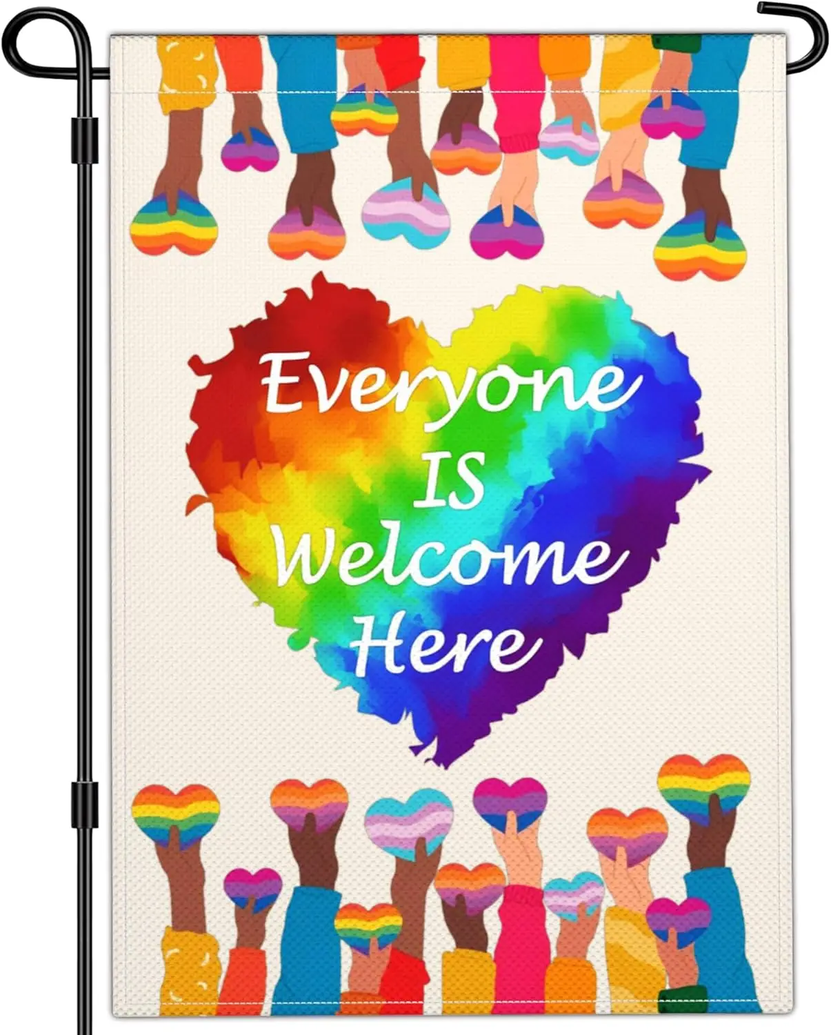 Everyone Is Welcome Here Garden Flag Gay Pride Garden Flags for Outside 12x18 Double Side LGBTQ Equality Diversity Trans Rig yyi
