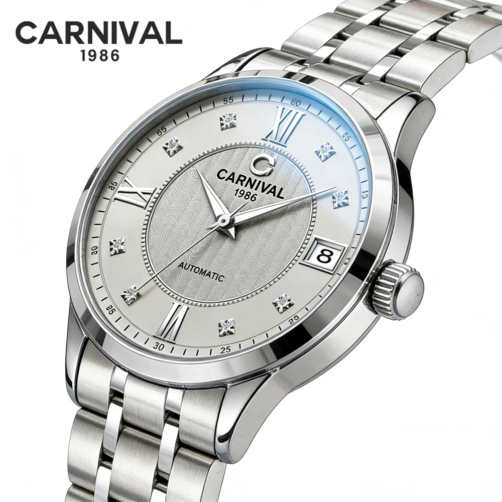 

Роскошные механические часы Carnival Brand с механизмом MIYOTA, женские автоматические часы из нержавеющей стали 316L, водонепроницаемые, с сапфировым стеклом