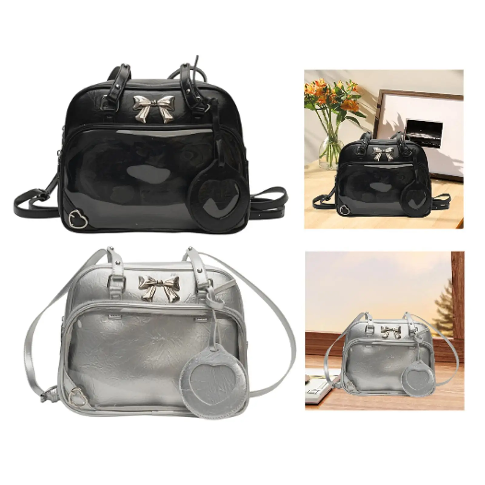 Women's Backpack, Transparent Window, DIY-TAS Bag for Shopping, Anime Dolls,