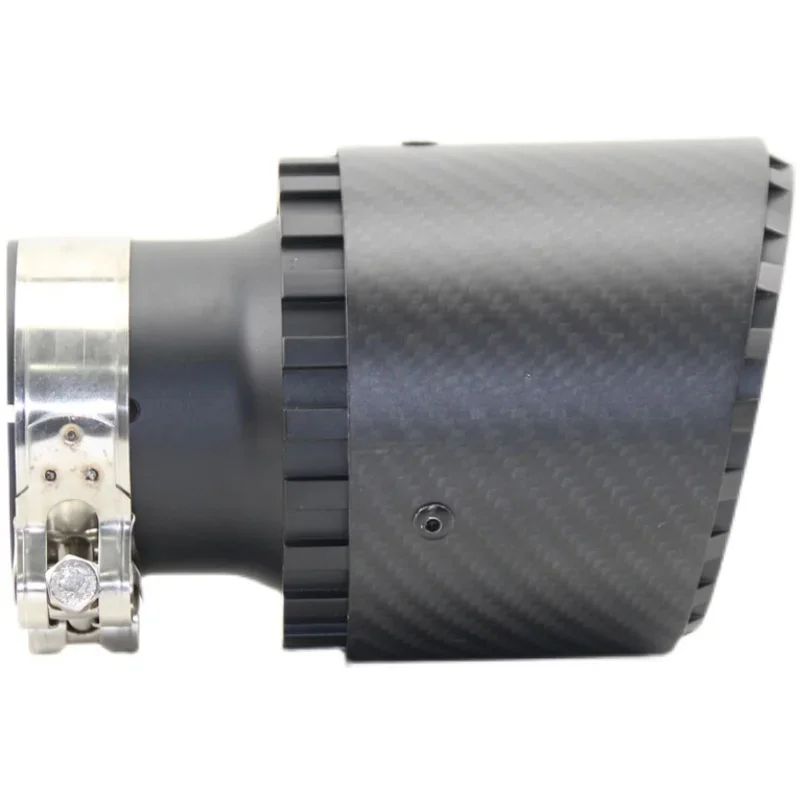 High Quality Automobile Universal Carbon Fibre Tail Throat Aluminium Alloy Black Single Out Twill Matte Exhaust Nozzle Tip