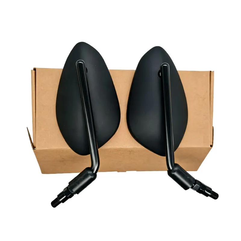 2 Stück Motorrad-Rückspiegel, 10 mm, universell einsetzbar, hochauflösend, mit großem Sichtfeld, schwarze Seitenspiegel, Zubehör für Umbauten. – Detail 4