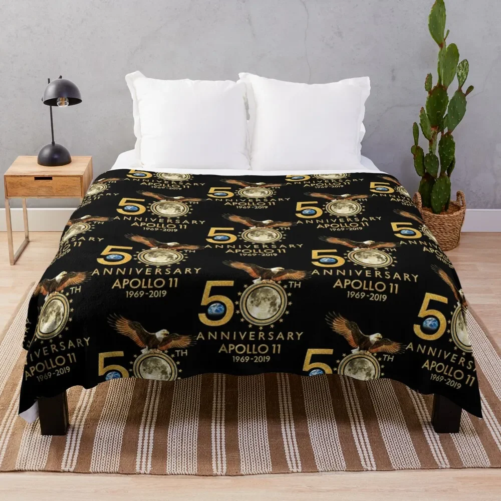 

50th Anniversary Apollo 11 moon landing 1969-2019 Classic T-Shirt Throw Blanket Quilt Retros for sofa Warm Blankets