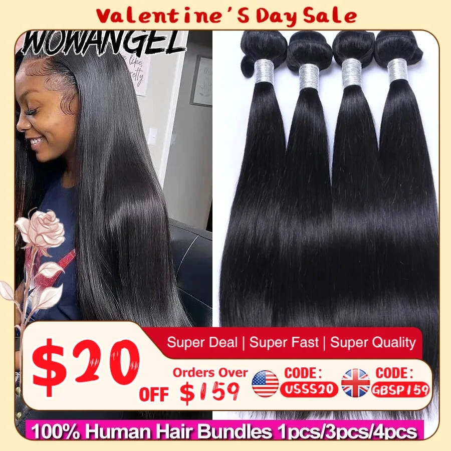 Wow Angel 28 30inch Bone Straight Human Hair Bundles 1/3/4 pieces 10A Peruvian Remy Hair Extensions Weave Bundles Virgin Hair