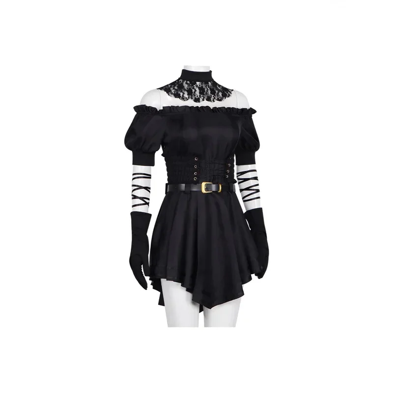 DY20Cosplay Grok AI Ani コスプレ衣装 ダークサイバー GF コスプレ: Grok's Ani ゴシック AI コンパニオン オブシディアン コスチューム グローブ ストッキング