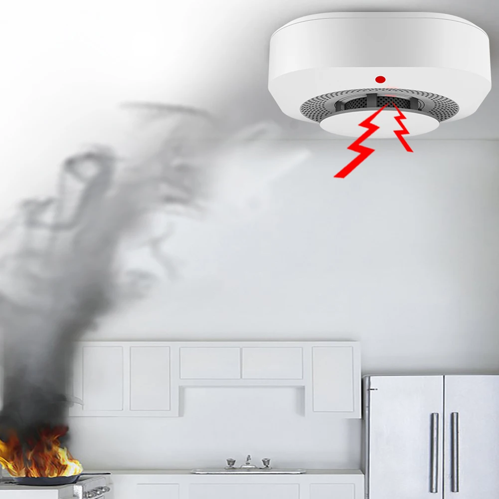 WiFi Tuya Fire Smoke Alarm Detector APP Push Fire Alarm Sensor Compatible with Alexa/Google Home for Indoor Home Safety